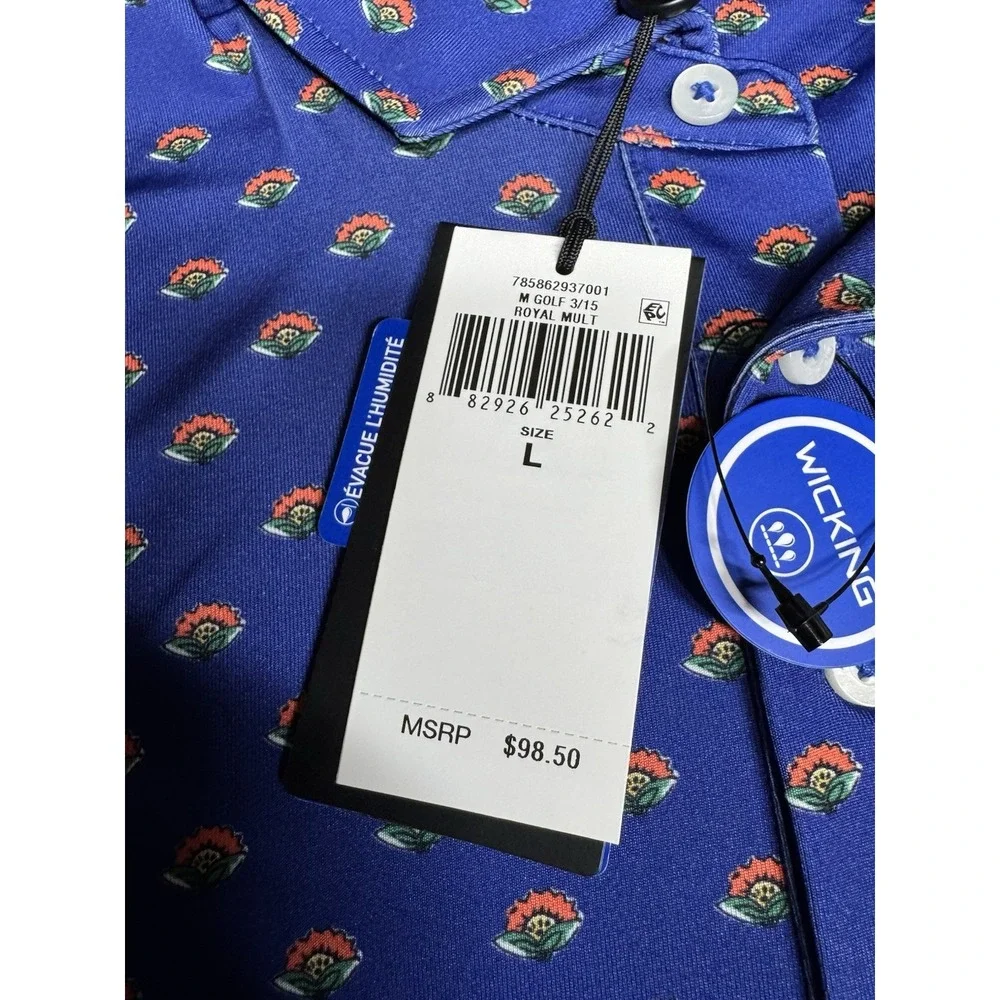RLX Ralph Lauren Performance Golf Floral Print Polo Shirt Men's Size L New
